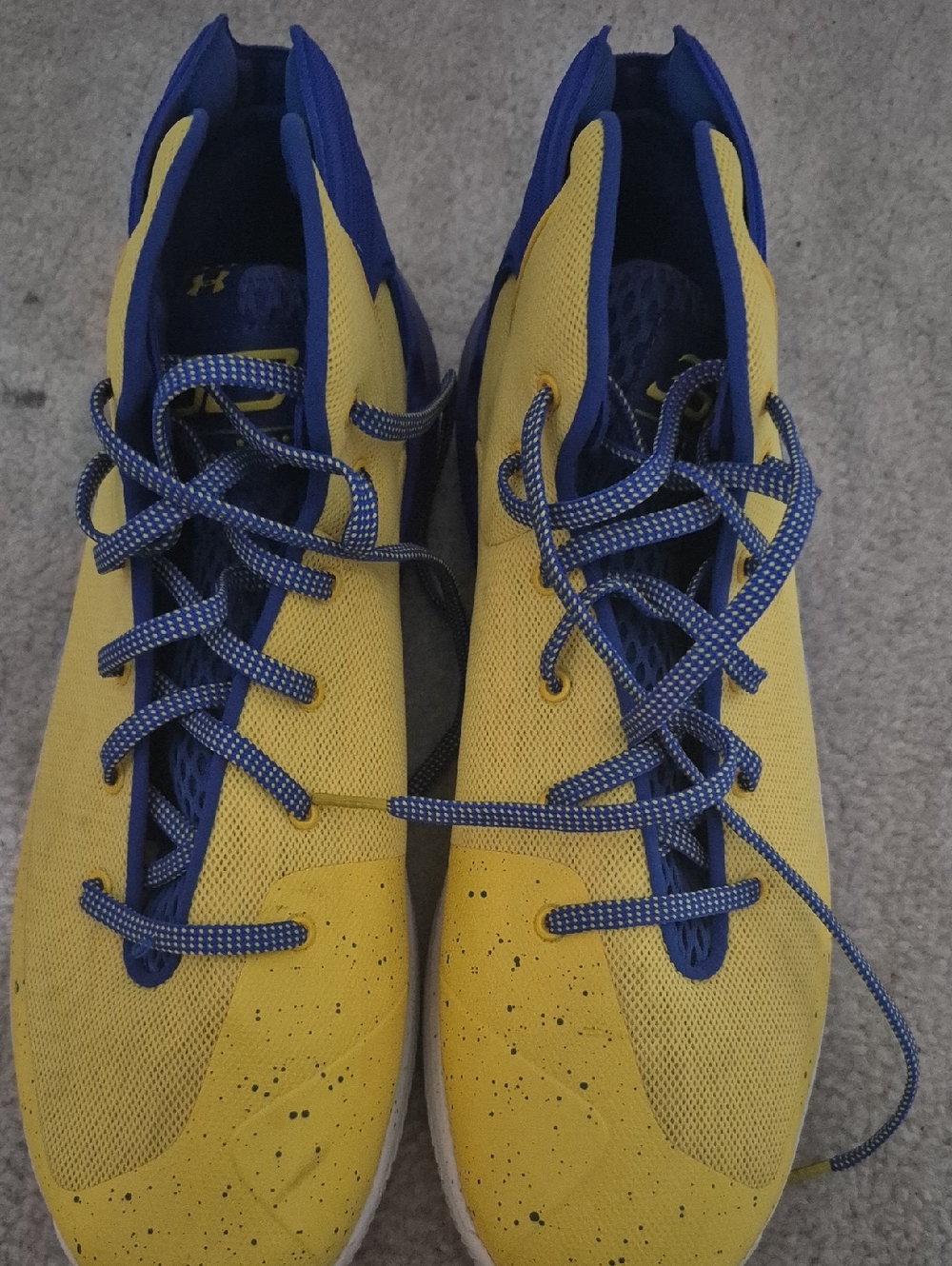Under Armour Men’s Blue and Yellow High-Top Athletic Shoes